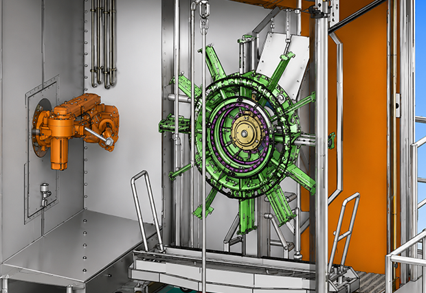 Schéma 3D expliquant le principe d'automatisation pour le nettoyage de pièce aéronautique