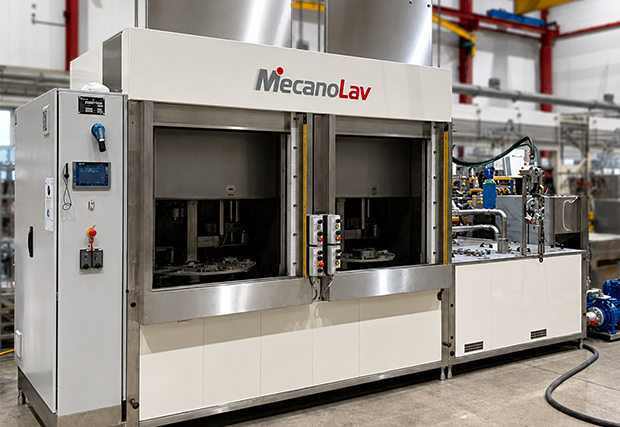 Machine de lavage de pièce avec deux chambres de travail