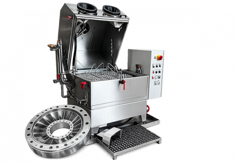 Machine de dégraissage avec pièce aéronautique